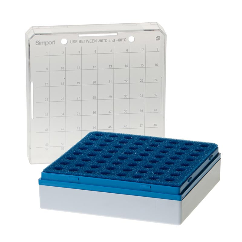 T330-64 MICROCENTRIFUGE TUBE STORAGE BOX. 64-PLACE