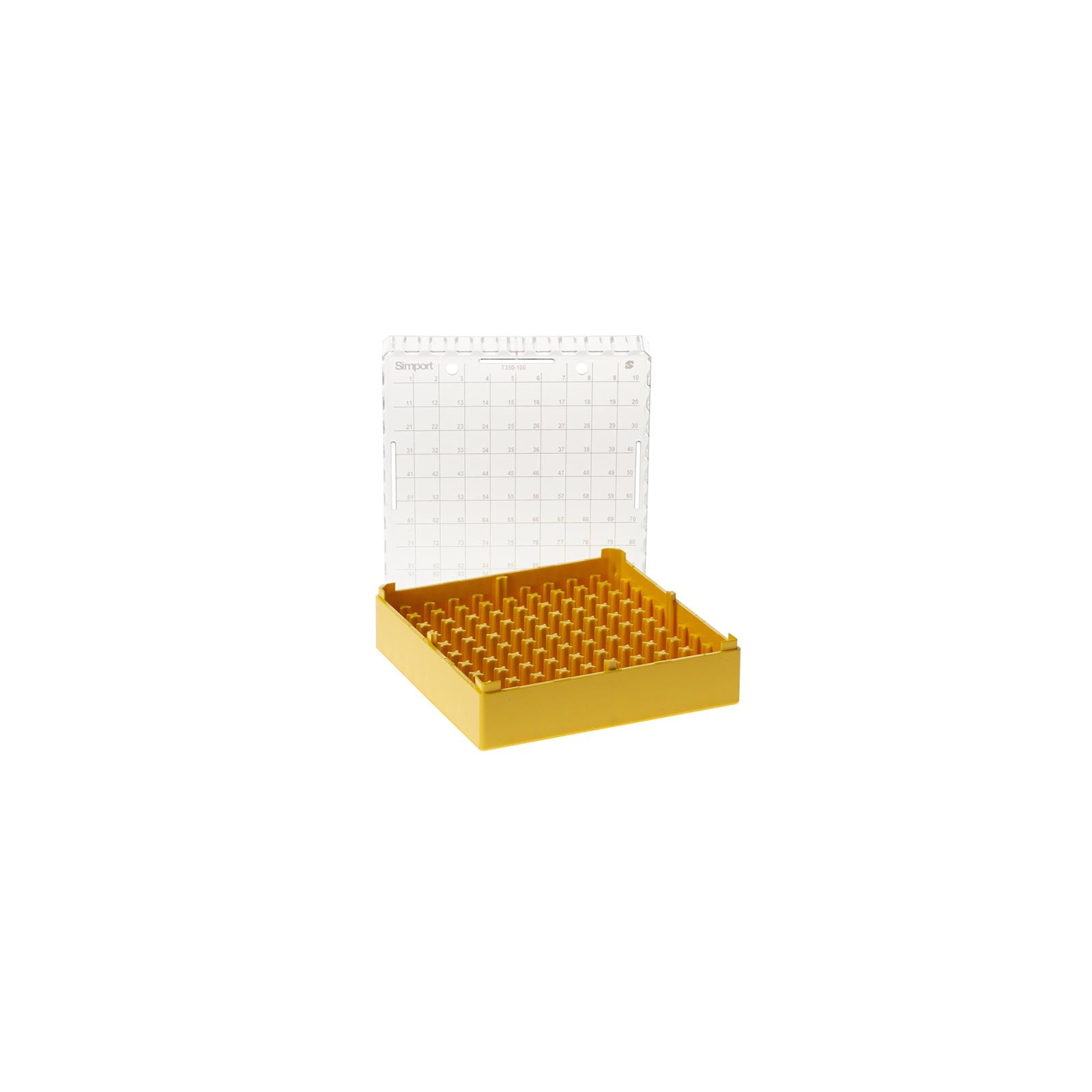 T350-100x Microtube Storage Box 0.5 to 2.0ml, 100 Positions
